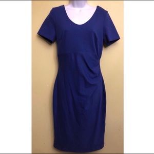 Boden blue shirt sleeve side ruche dress